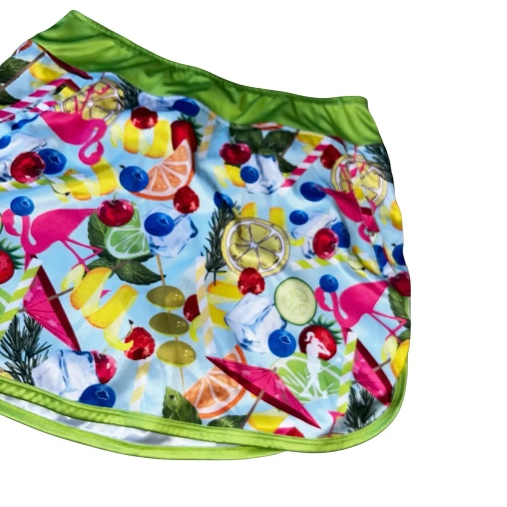 Flamingo citrus cocktails colorful golf skirt skort Shanks large L - Picture 3 of 5